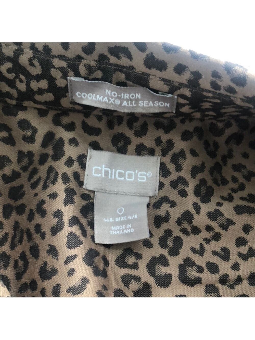 Chico's Animal Print No Iron Coolmax All Season Career Long Sleeve Shirt - Picture 9 of 16